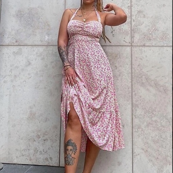 Boho Paisley Floral Print Tassel hem Tube Mini Dress - Picture 1 of 5